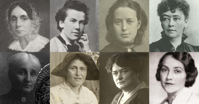 Wegbereiterinnen (von links oben nach rechts unten) Ida Pfeiffer, Irma von Troll Borosty�ni, Marianne Hainisch, Bertha von Suttner, Bertha Pappenheim, Alice Schalek, Adelheid Popp (&copy; Kreisky Archiv), Irene Harand